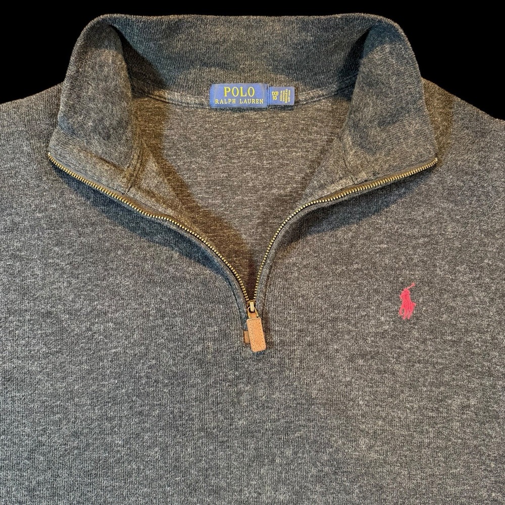 Polo Ralph Lauren Sweater Mens Big & Tall Gray Quarter Zip Heavy Ribbed 1XB